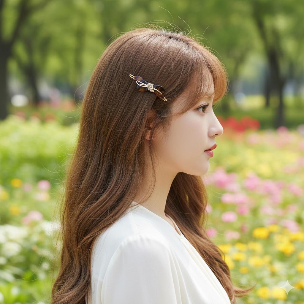 Sara Ribbon Bobby Pin (1.8 Inch) / Luxurious French Hair Pin Clip / Hair Accessory for Woman / Small Bow Barrette