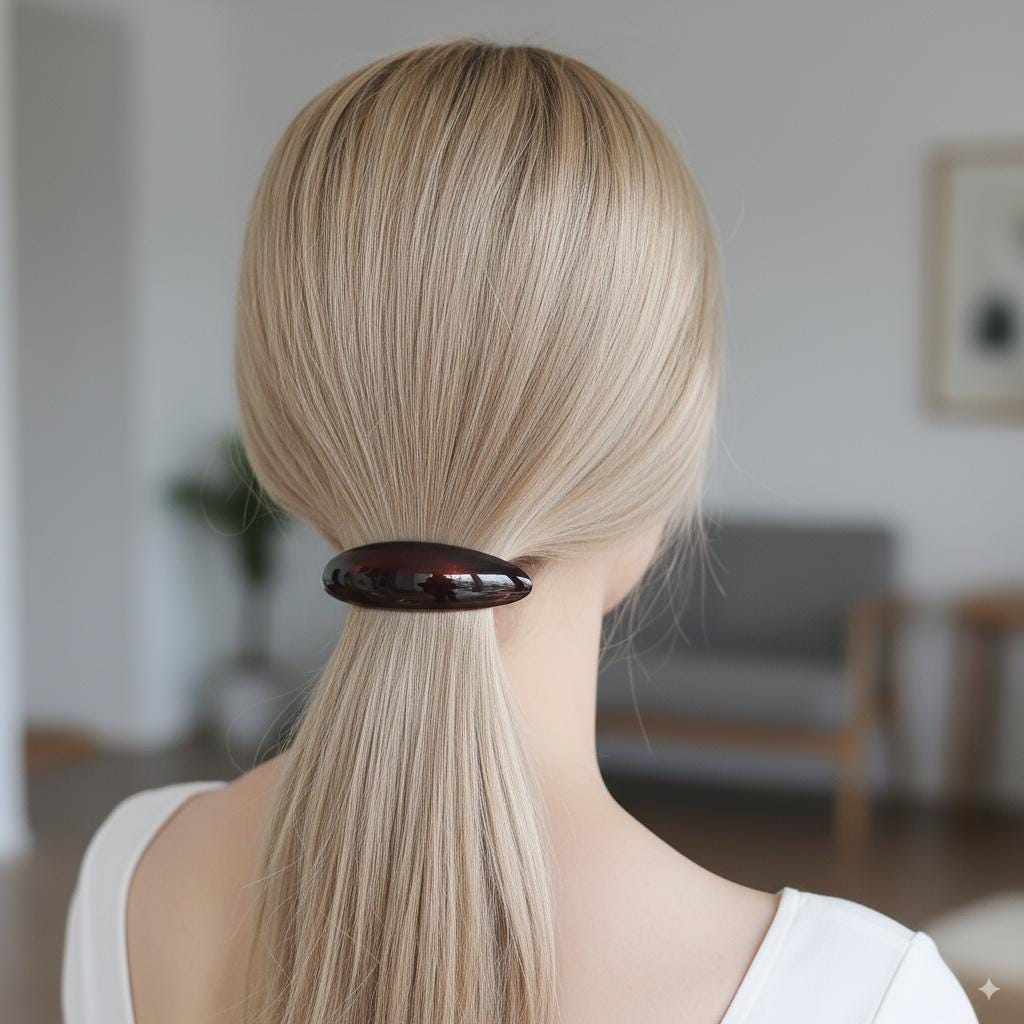 Round Oval Curve Half Updo Barrette (3.7 Inch) / Elegance French Hair Pin / Automatic Hair Clip
