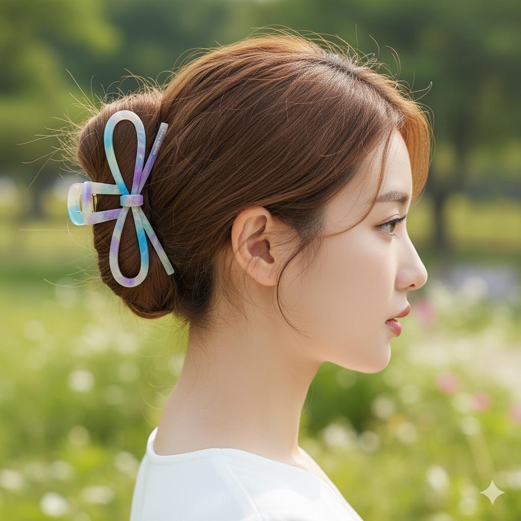 Tortoise Shell Gift Ribbon Large Hair Claw Clip (4.7 Inch) / Leopard French Hair Pin / Hair Barrette for Woman / Korean Fashion