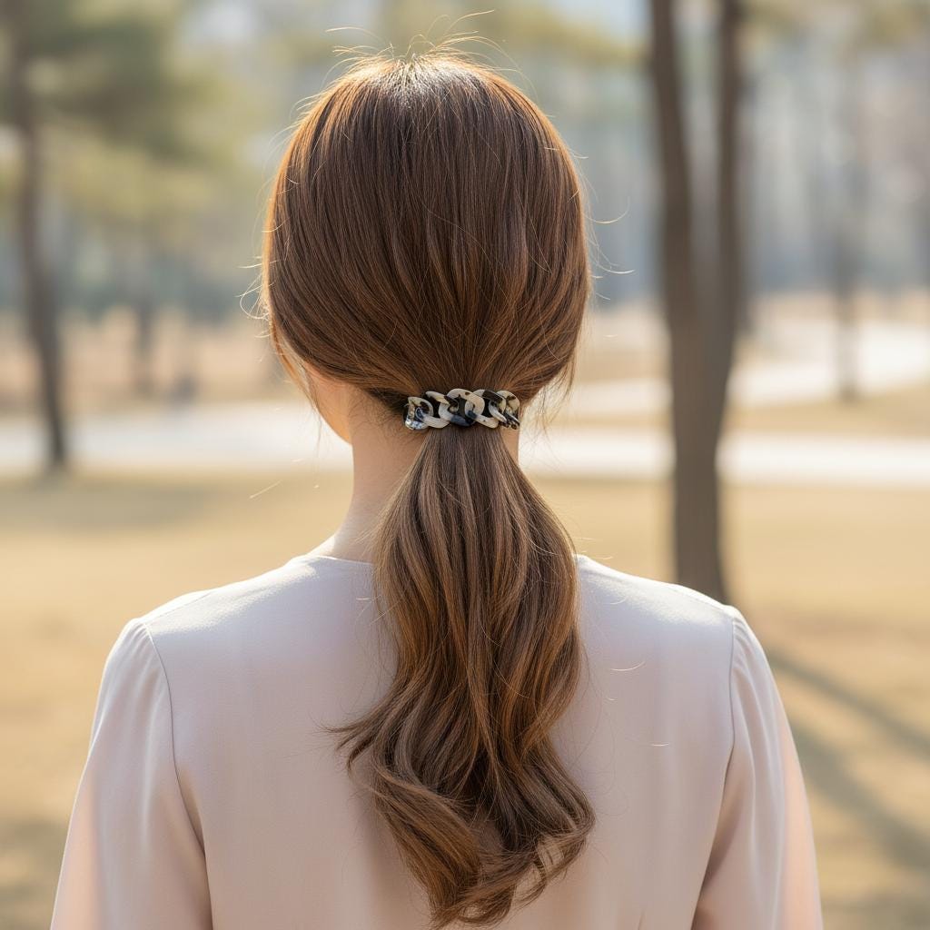 Leopard Square Chain Hair Barrette with Cubic (3.5 Inch) / Tortoise Shell French Hair Pin / Hair Accessory for Woman / Automatic Hair Clip