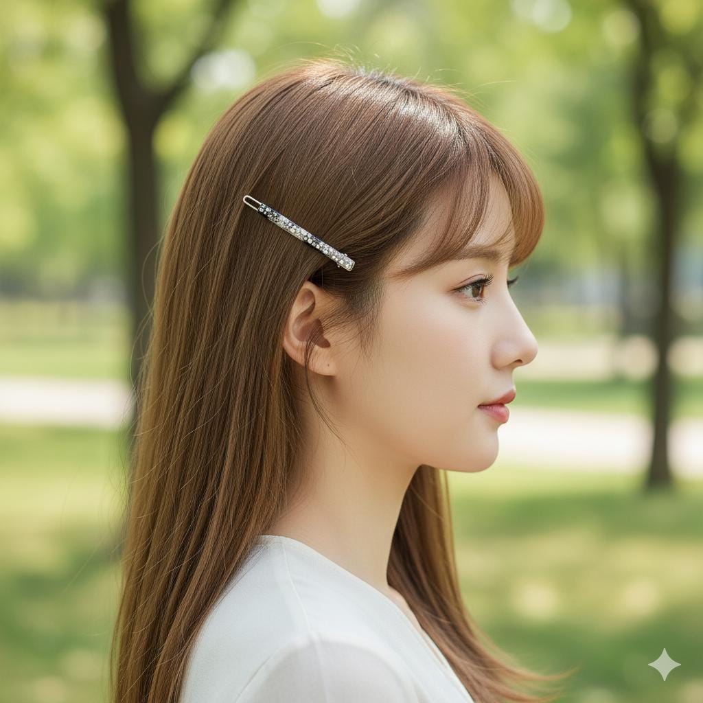 Leopard Black Cubic Mini Bobby Pin with Cubic (2.0 Inch) / Luxurious Small French Hair Pin / Hair Accessory for Woman