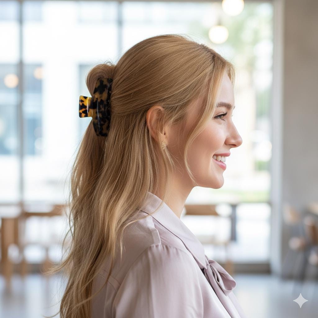 Leopard Marble Flat Hair Clip (3.3 Inch) / Tortoise Shell French Hair Pin / Hair Barrette for Woman