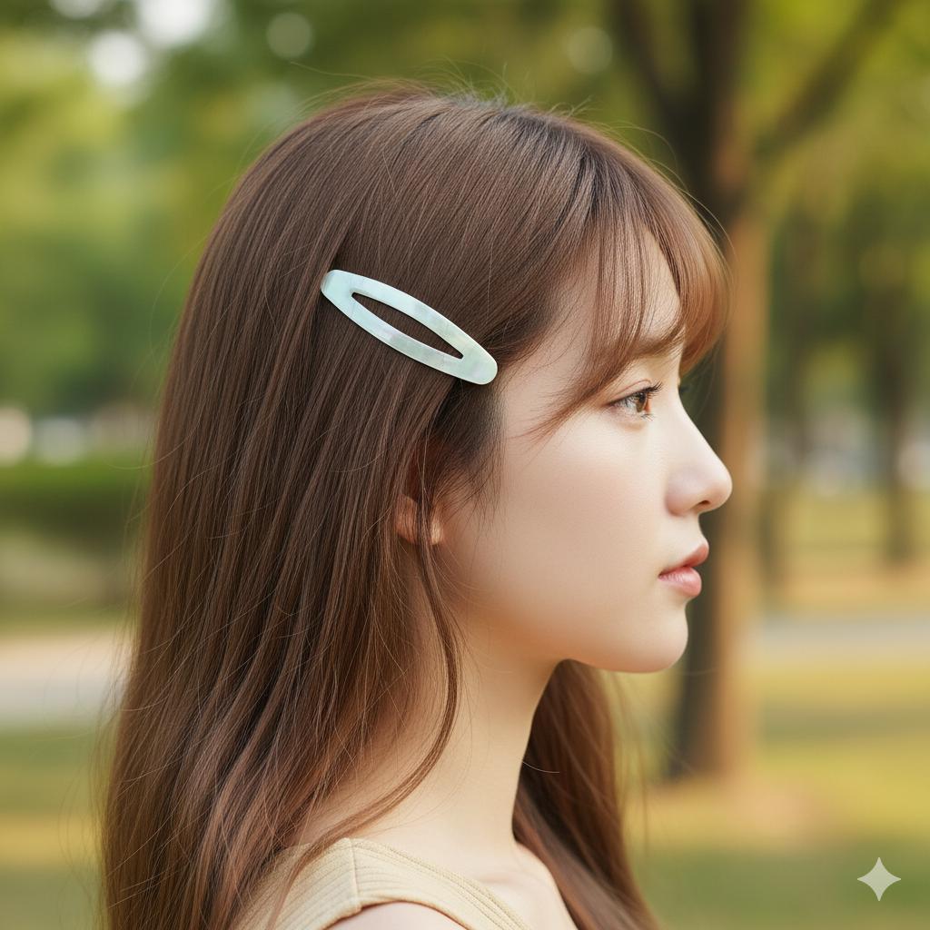 Pure Color Slim Long Oval Snap Clip (2.8 Inch) / Cute Hairgrip Barrette / Hair Accessory for Woman / Tic Tac Hair Clip Pin