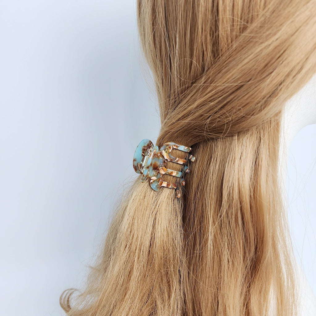 Leopard Aurora Hook Hair Claw Clip (1.8 Inch) / Tortoise Shell Medium Size Ponytail Holder / Hair Barrette for Woman