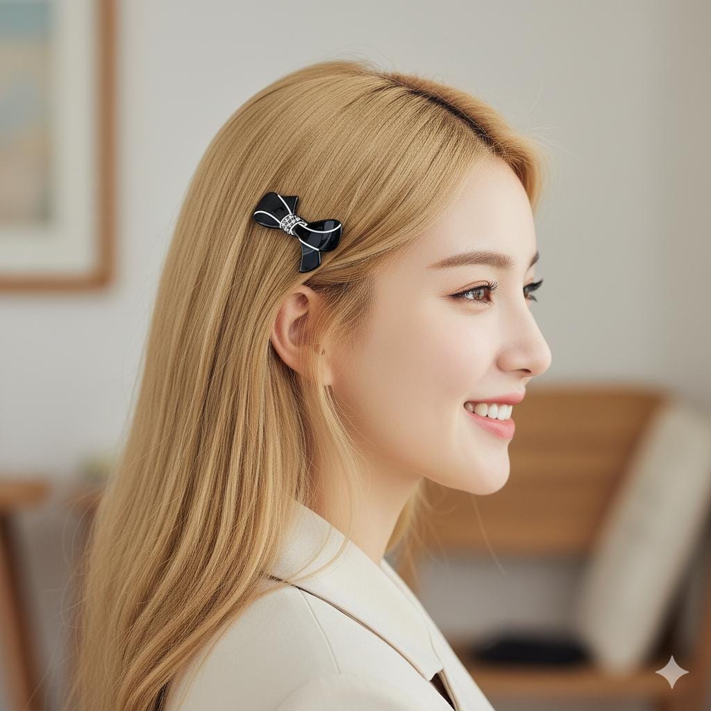 Laurence Charlotte Ribbon Bobby Pin (1.8 Inch) / Luxurious Small French Hair Pin / Hair Accessory for Woman / Mini Hair Clips