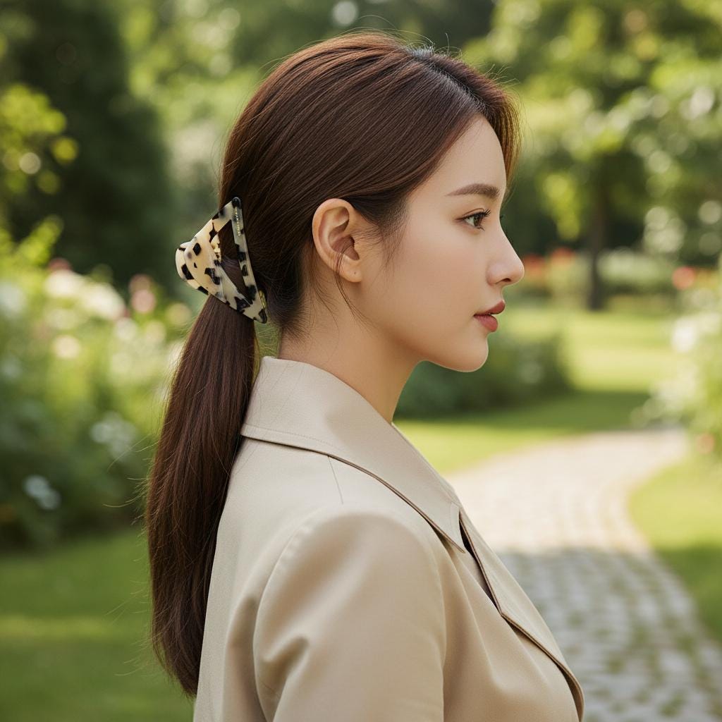 Leopard Triangle Fashion Hair Claw Clip (3.0 Inch) / Tortoise Shell French Hair Pin / Hair Accessory for Woman