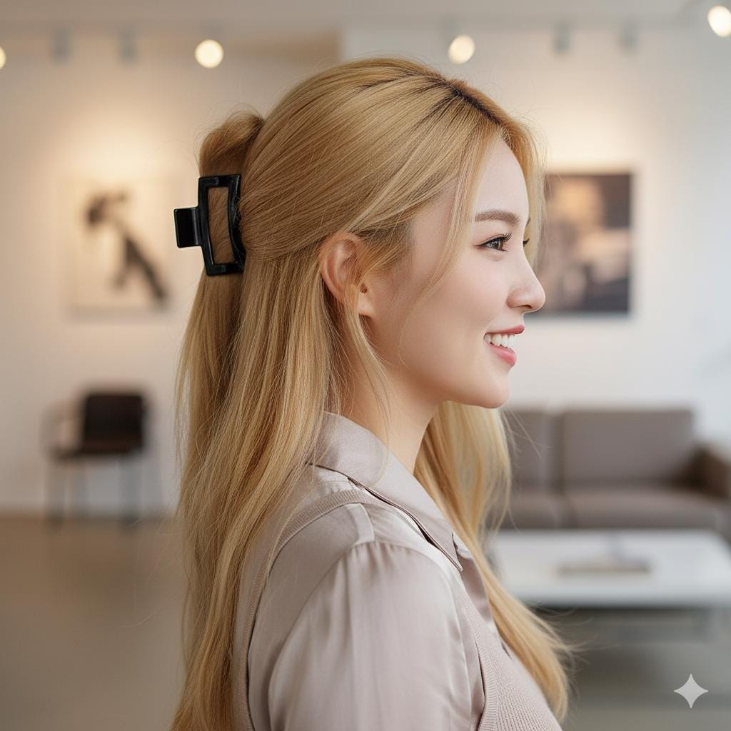 Simple Pure Color Square Hair Claw Clip (2.2 Inch) / Cute French Hair Pin / Hair Accessory for Woman