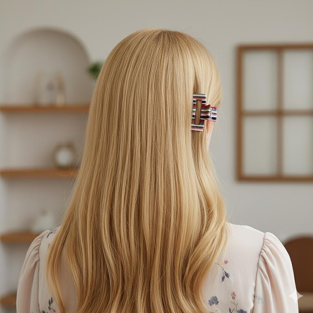 Square Mini Hair Clips / Marble French Hair Pin / Hair Barrette for Woman / Cellulose Acetate Tiny Clip