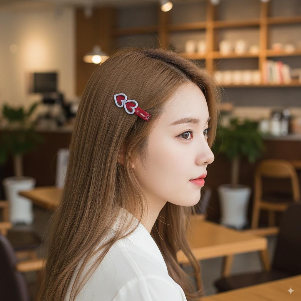 Twin Mini Heart Straight Side Hair Claw Clip (2 Inch) / Vivid Color French Pin / Alligator Hair Clip for Woman