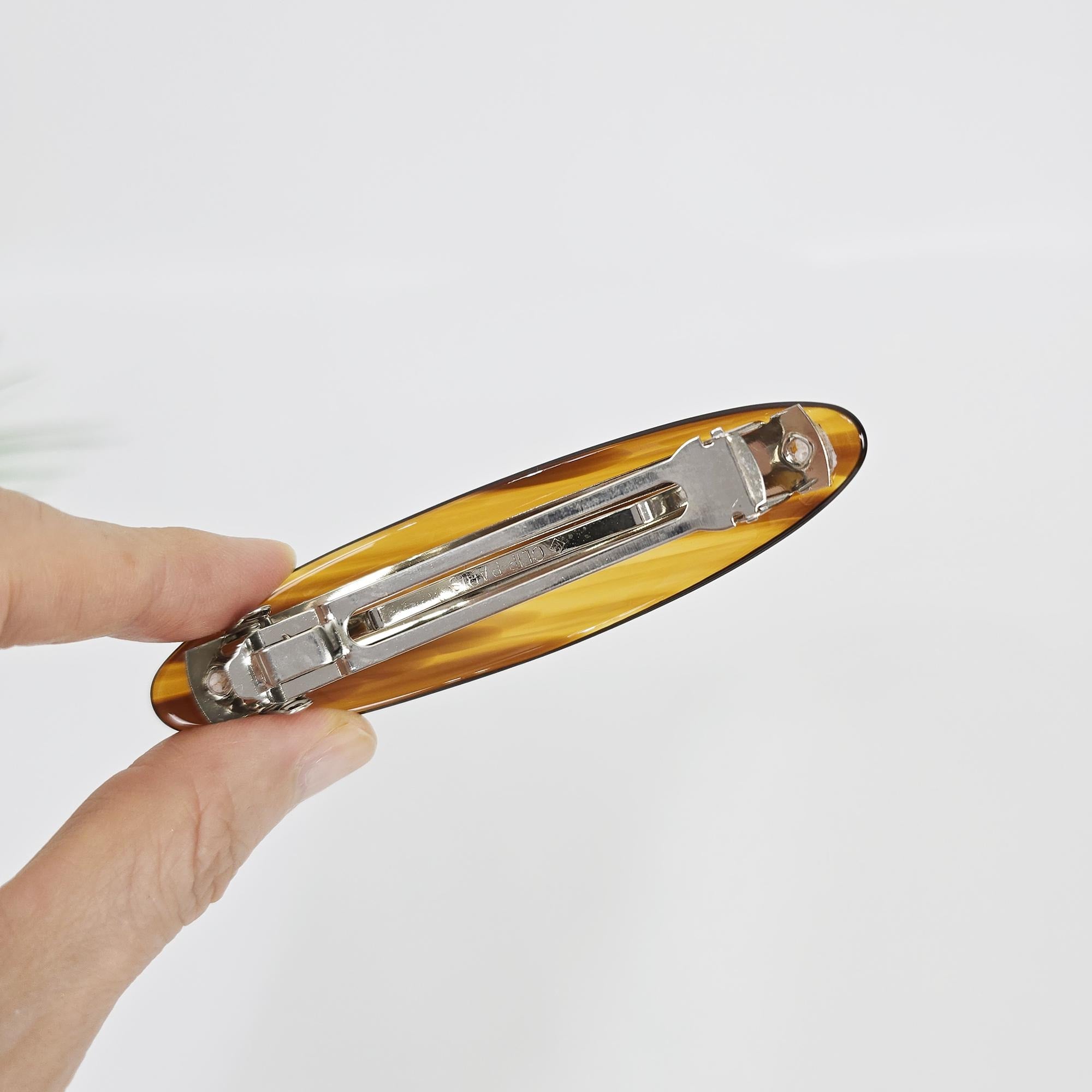 Round Oval Curve Half Updo Barrette (3.7 Inch) / Elegance French Hair Pin / Automatic Hair Clip