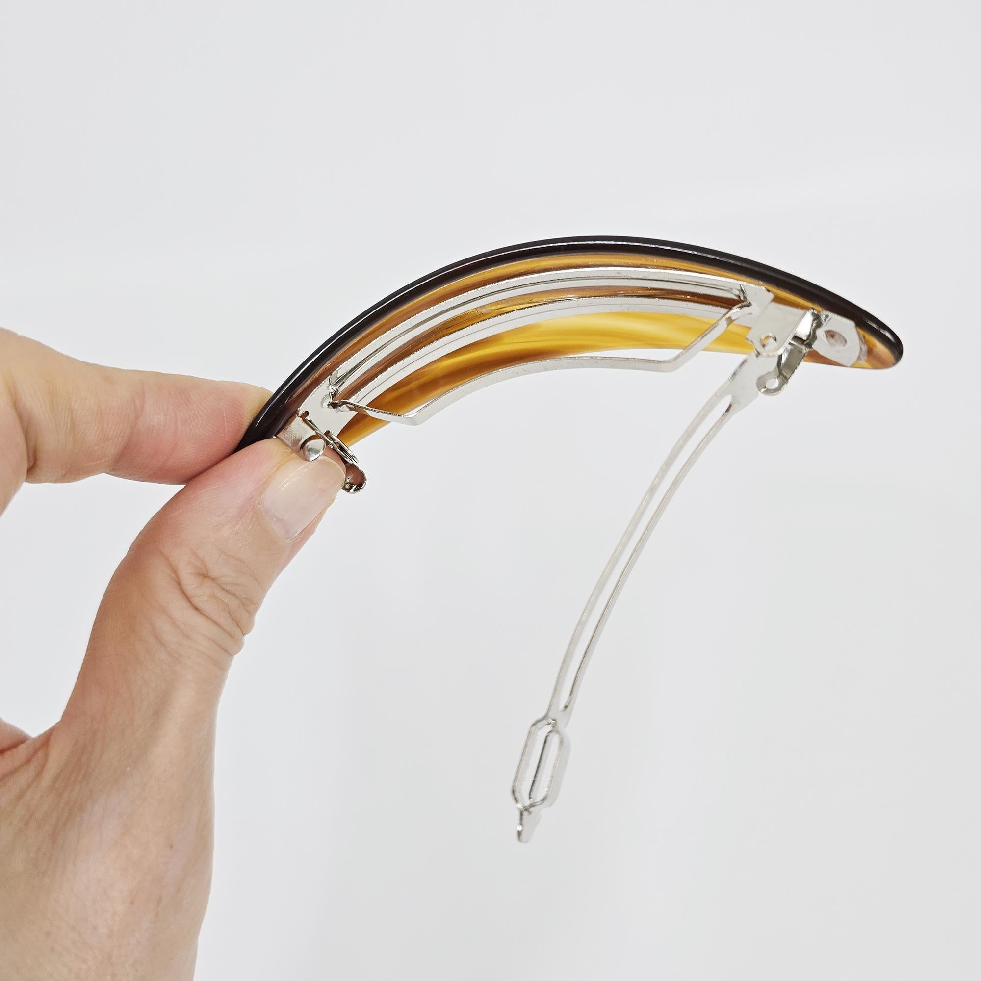Round Oval Curve Half Updo Barrette (3.7 Inch) / Elegance French Hair Pin / Automatic Hair Clip