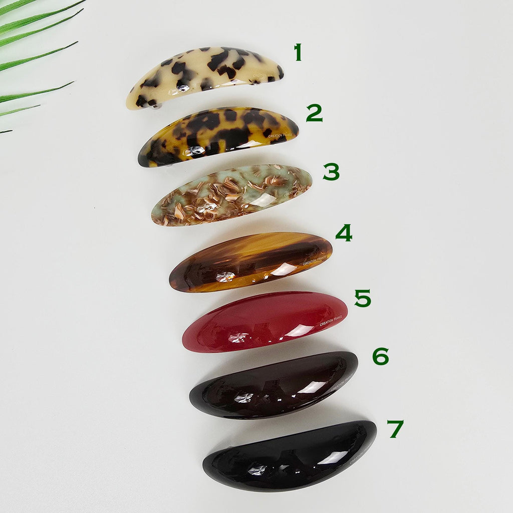 Round Oval Curve Half Updo Barrette (3.7 Inch) / Elegance French Hair Pin / Automatic Hair Clip
