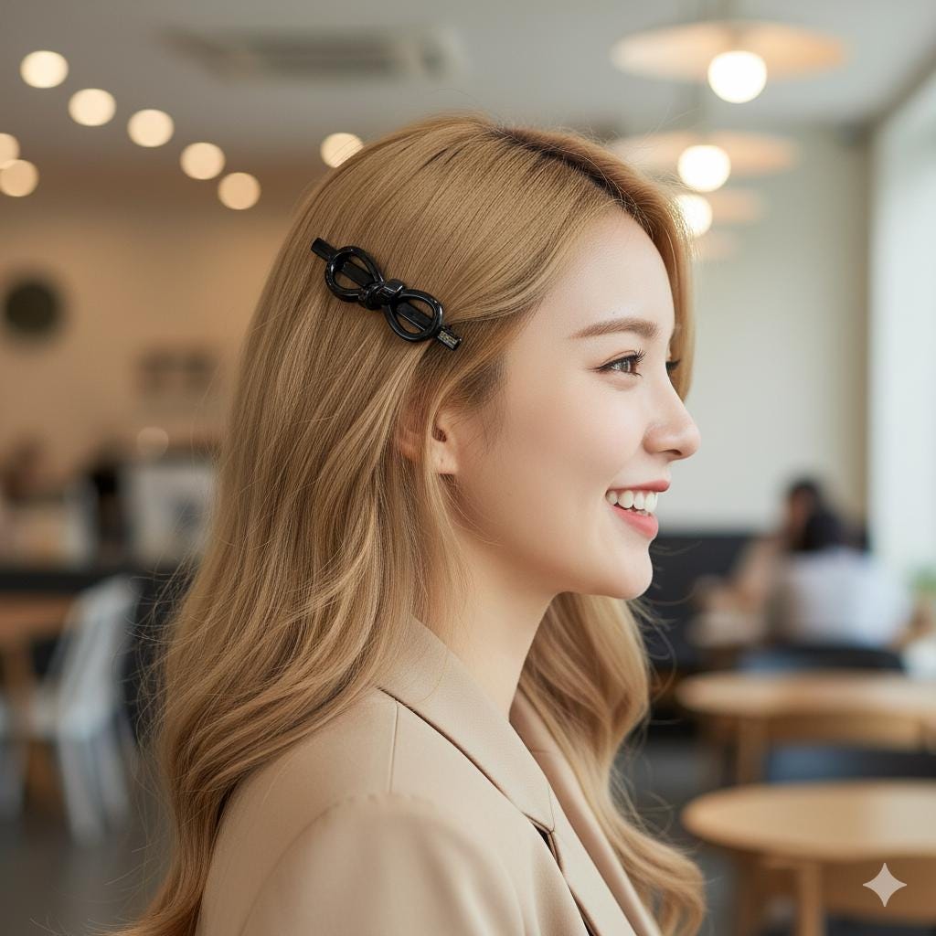 Leopard Bold Big Ribbon Mini Hair Barrette (3.3 Inch) / Tortoise Shell French Hair Pin / Hair Accessory for Woman / Automatic Hair Clip