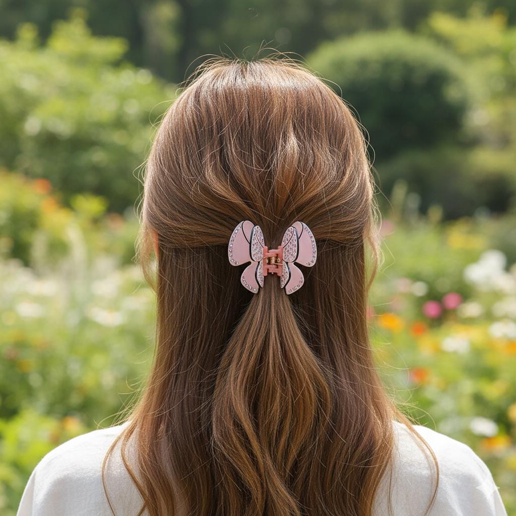 Pastel Color Cubic Double Wing Butterfly Hair Clip / Tortoise Shell Leopard French Hair Pin / Hair Accessory for Woman
