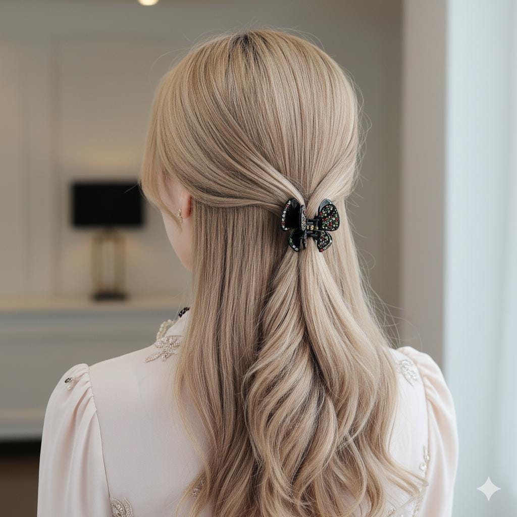 Pastel Color Cubic Double Wing Butterfly Hair Clip / Tortoise Shell Leopard French Hair Pin / Hair Accessory for Woman