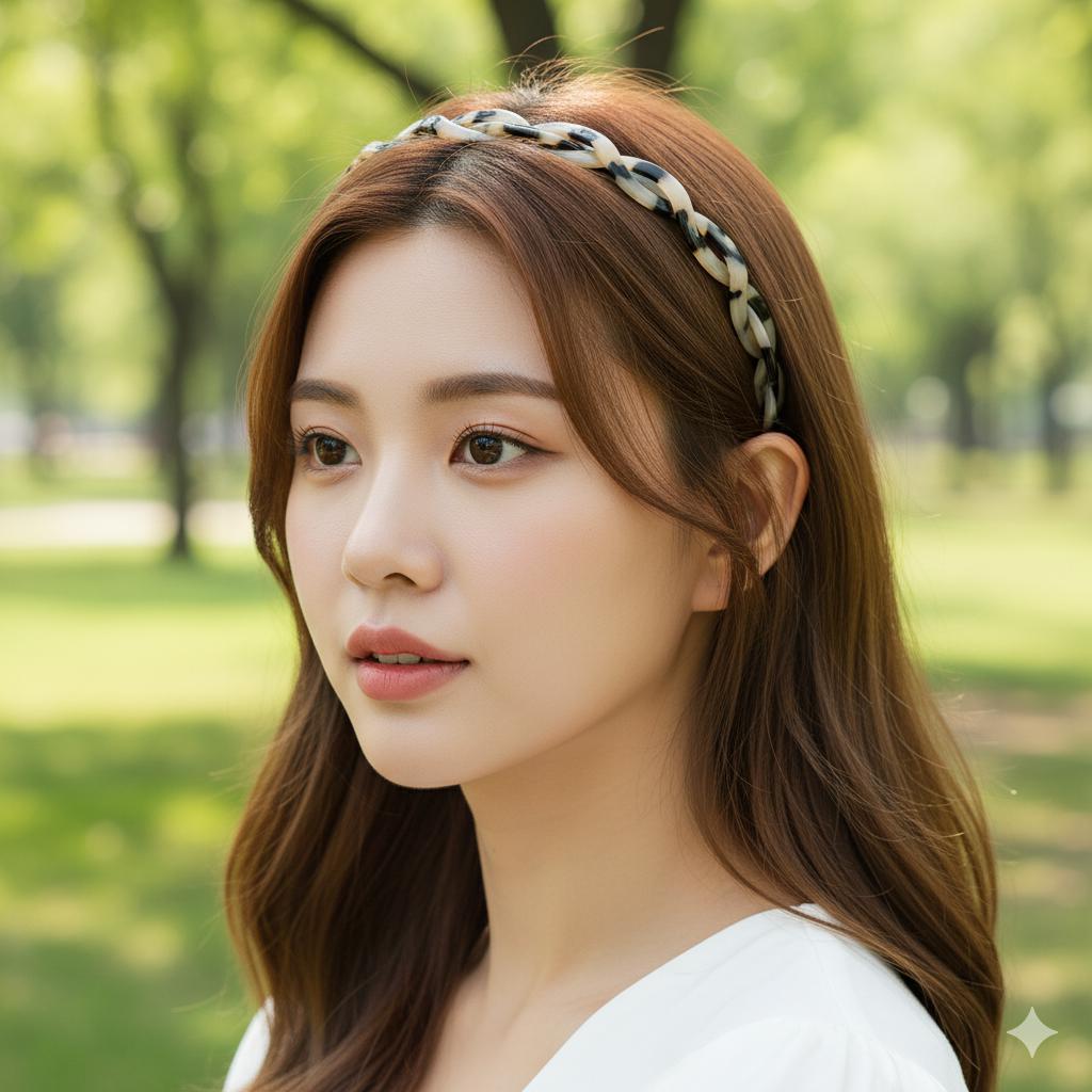 Leopard Triple Twist Thin Headband (0.5 Inch) / Tortoise Shell French Hair Pin / Hair Accessory for Woman / Acrylic Alice Headband