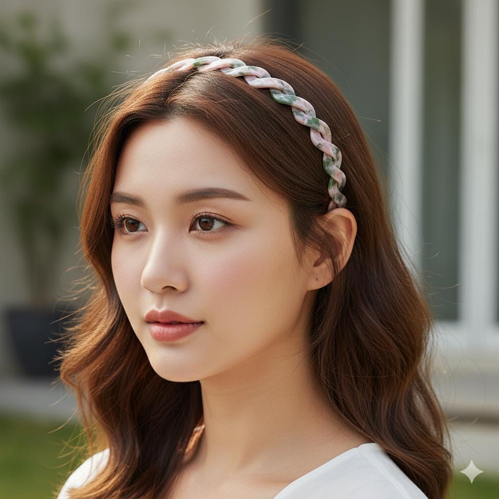 Tortoise Shell Twist Thin Headband / Leopard Olive Peach Headband / Hair Accessory for Woman / Twisted Headband