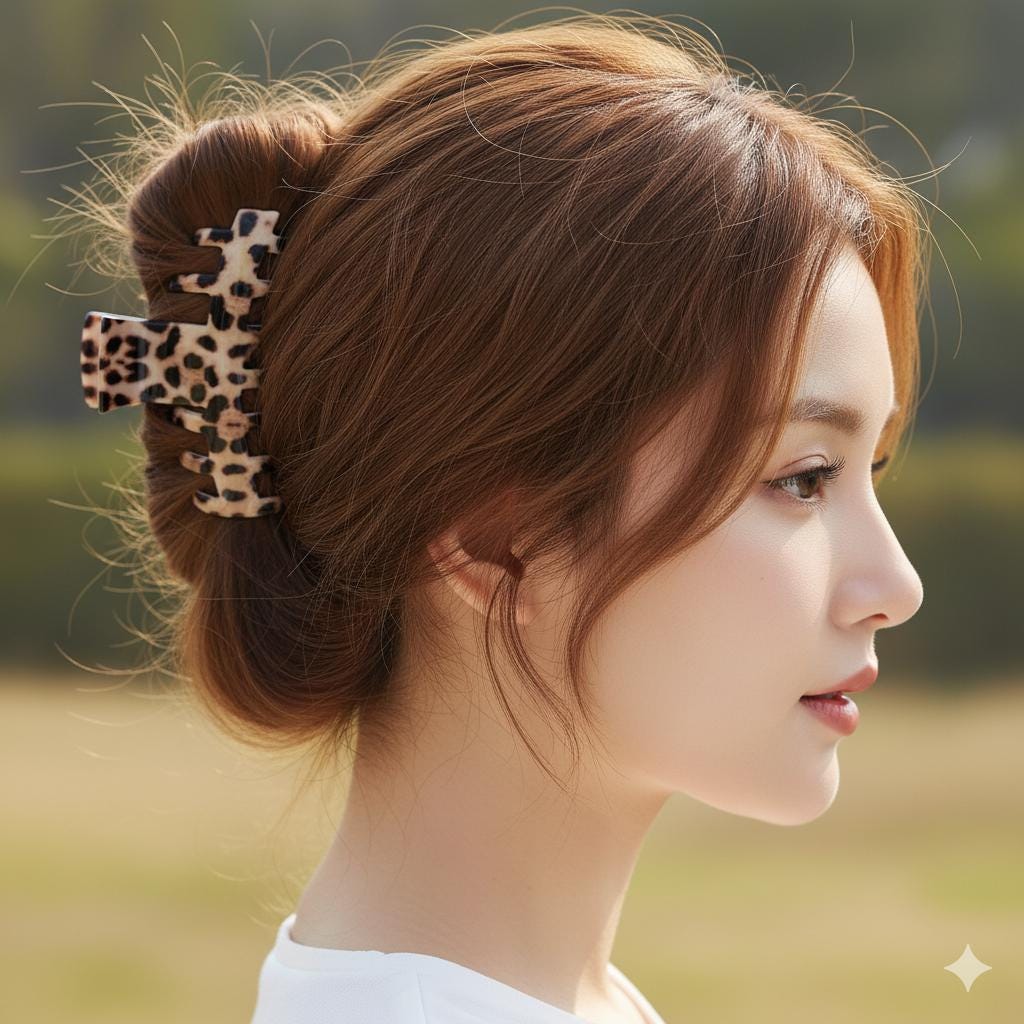 Tortoise Shell Spike Large Hair Claw Clip (3.5 Inch) / Leopard French Hair Pin / Hair Barrette for Woman