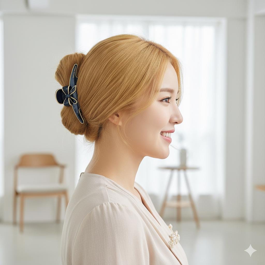 Pastel Color Ribbon Long Slim Hair Claw Clip (4.1 Inch) / Luxurious French Hair Pin / Hair Accessory for Woman