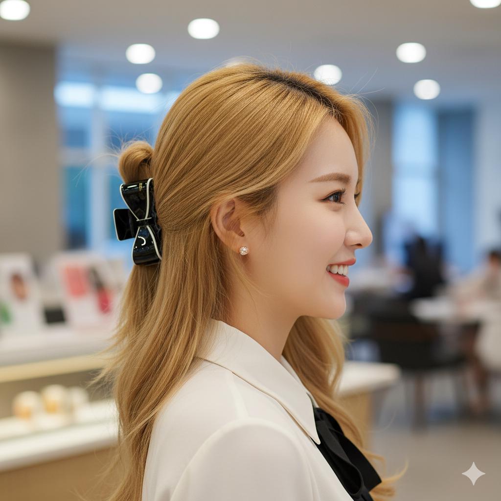 Pastel Color Large Bow Ribbon Hair Claw Clip (3.0 Inch) / Luxurious French Hair Pin / Hair Accessory for Woman