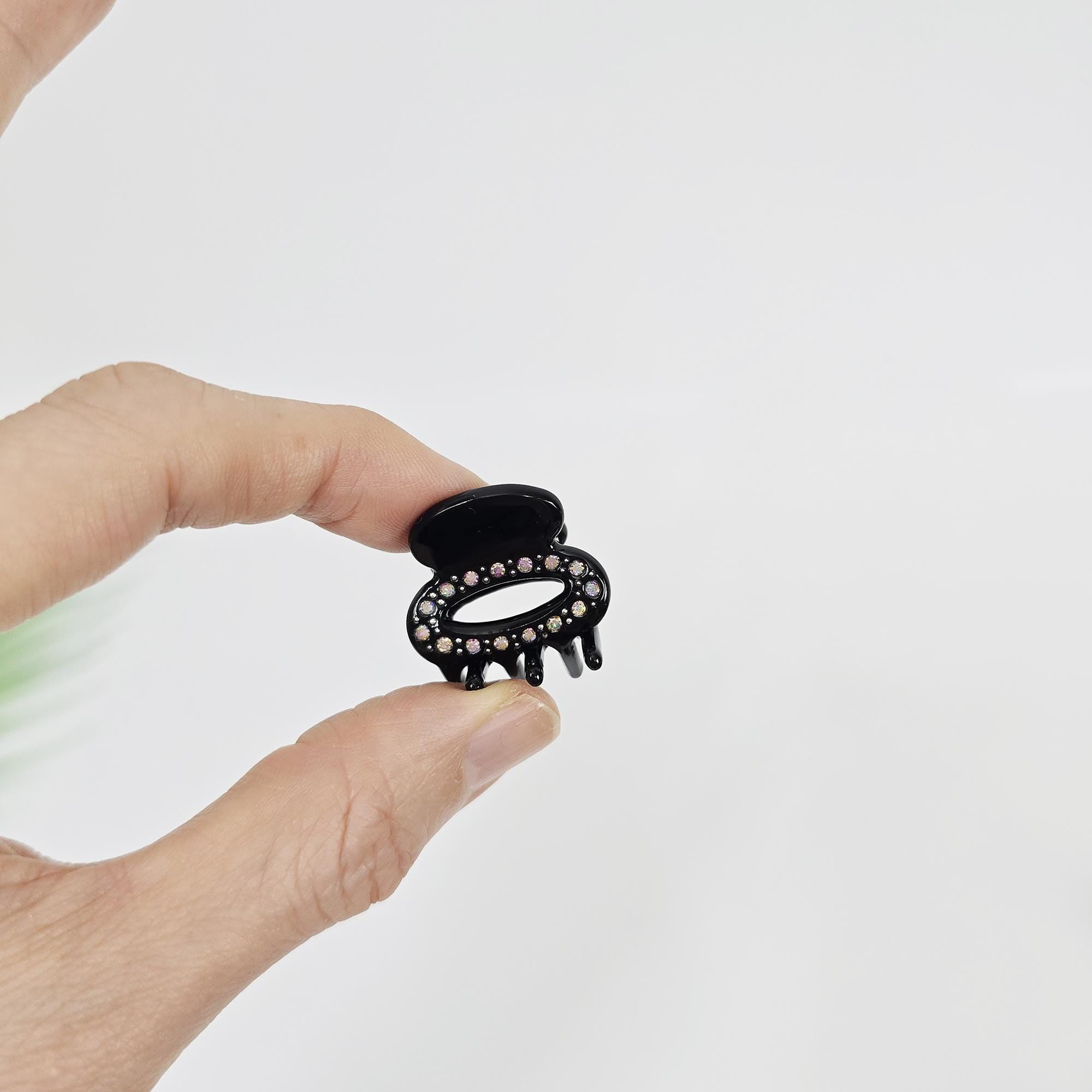 New Color Mini Cubic Round Point Hair Claw Clip (1.0 Inch) / Cute Tortoise Shell French Hair Pin / Small Hair Clips