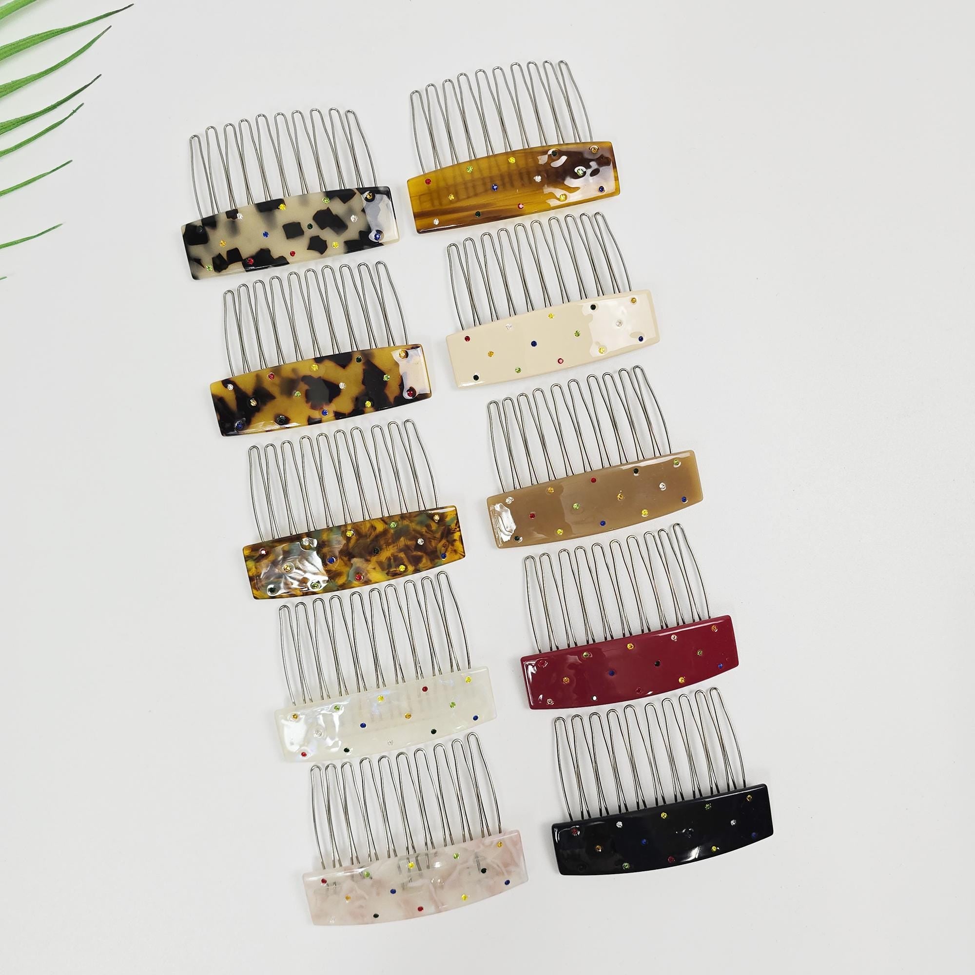 Lucie Cubic Point Non-Slip Hair Comb Pin (2.8 Inch) / Tortoise Shell Hair Pin / Hair Fork for Woman