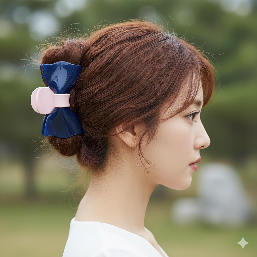 Ribbon Updo Hair Claw Clip (3.9 Inch) / Elegance French Hair Pin / Hair Barrette for Woman