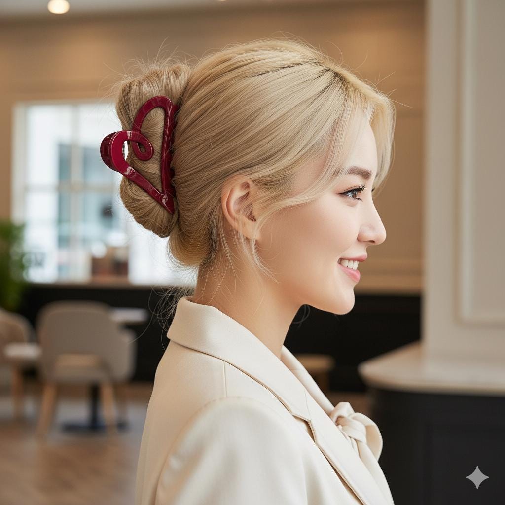 New Color Sweet Heart Half Updo Hair Claw Clip (3.5 Inch) / Elegance French Hair Pin / Hair Barrette for Woman