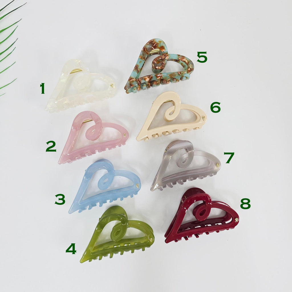 New Color Sweet Heart Half Updo Hair Claw Clip (3.5 Inch) / Elegance French Hair Pin / Hair Barrette for Woman