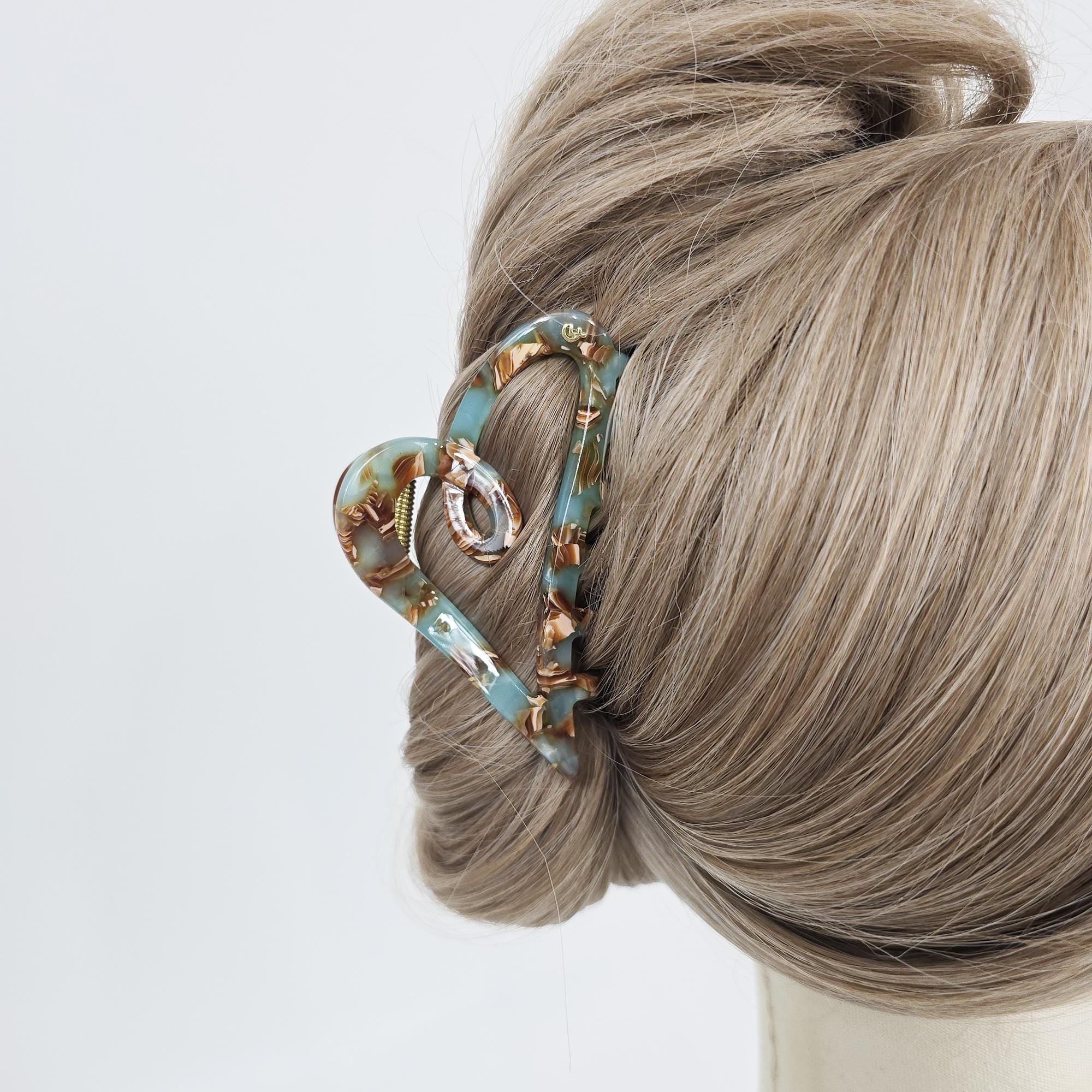 New Color Sweet Heart Half Updo Hair Claw Clip (3.5 Inch) / Elegance French Hair Pin / Hair Barrette for Woman