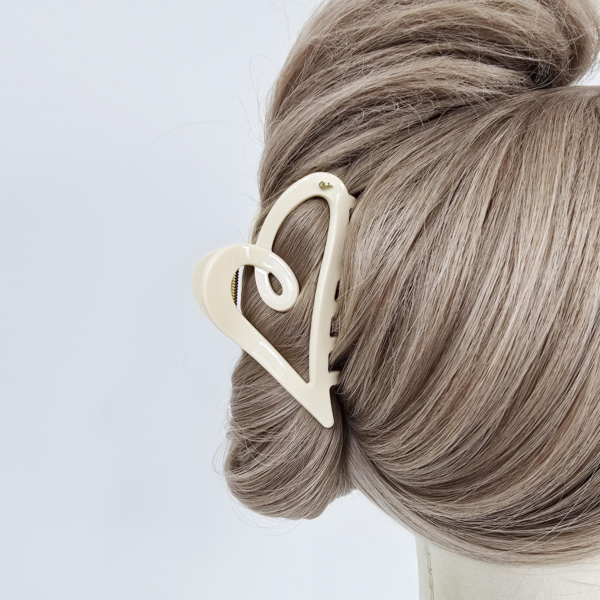 New Color Sweet Heart Half Updo Hair Claw Clip (3.5 Inch) / Elegance French Hair Pin / Hair Barrette for Woman