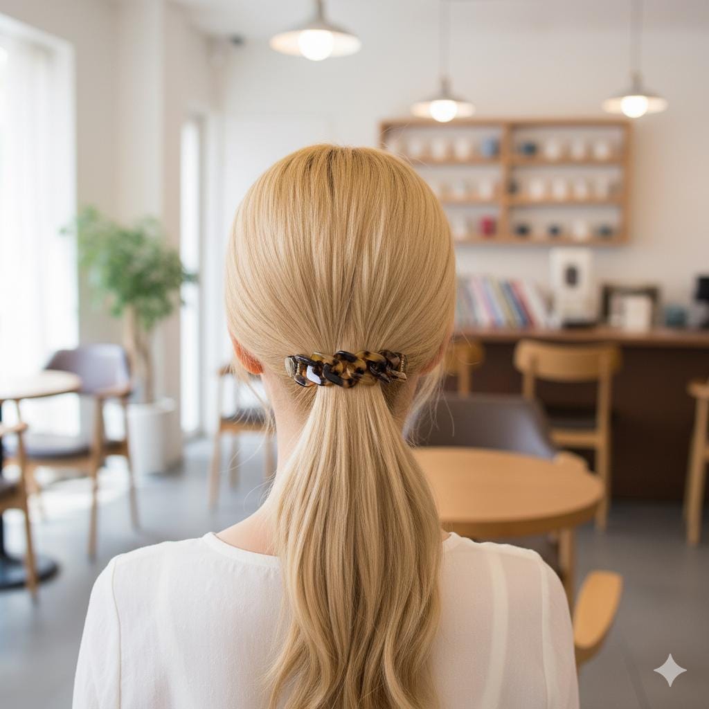 Leopard Square Chain Hair Barrette with Cubic (3.5 Inch) / Tortoise Shell French Hair Pin / Hair Accessory for Woman / Automatic Hair Clip