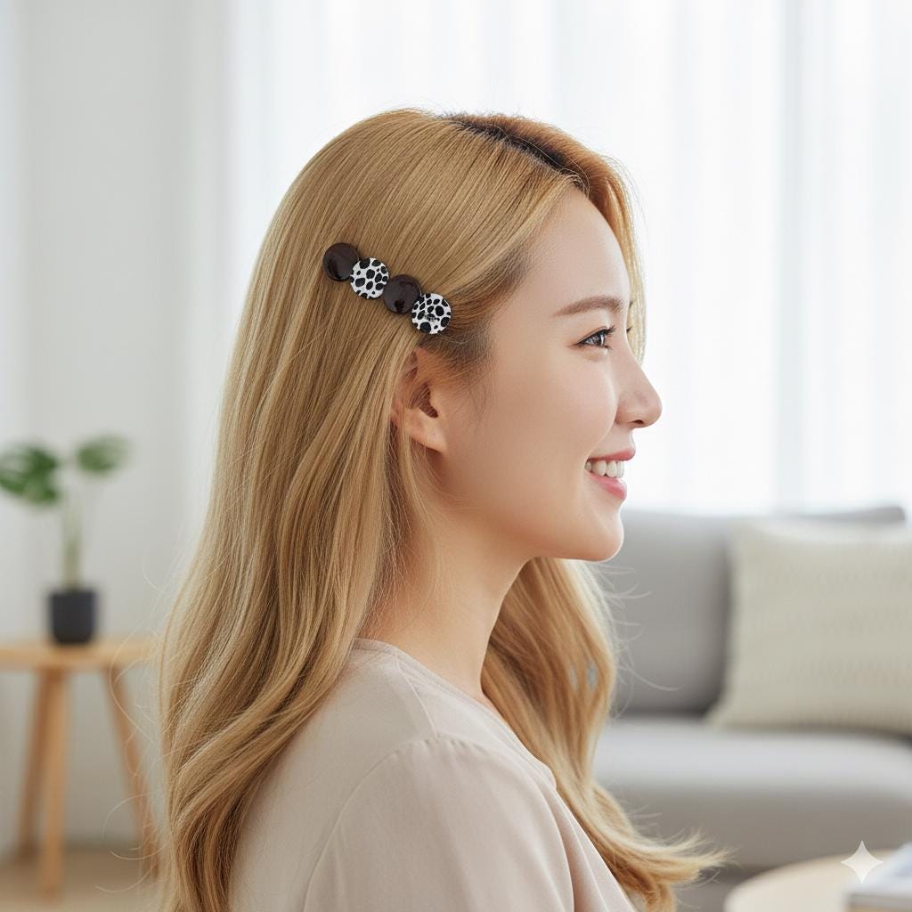 Leopard Floral Leaf Hair Barrette (2.6 Inch) / Tortoise Shell French Hair Pin / Hair Accessory for Woman / Automatic Hair Clip