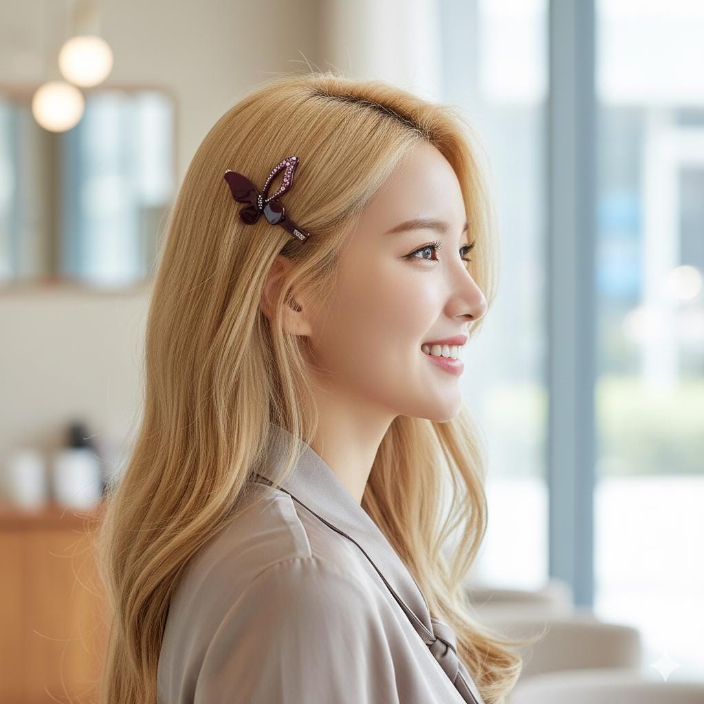 Pure Color Butterfly Bobby Pin with Cubic / Cute French Hair Pin / Hair Accessory for Woman / Bow Barrette