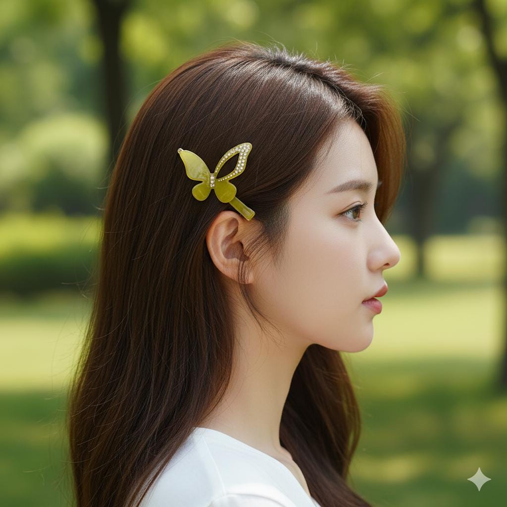 Pure Color Butterfly Bobby Pin with Cubic / Cute French Hair Pin / Hair Accessory for Woman / Bow Barrette