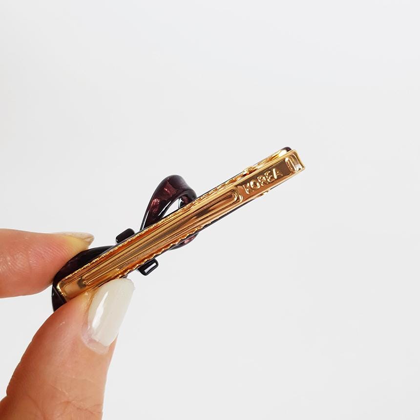 Single Ribbon Hair Clips / Tortoise Shell French Hair Pin / Hair Accessory for Woman / Alligator Hair Clip