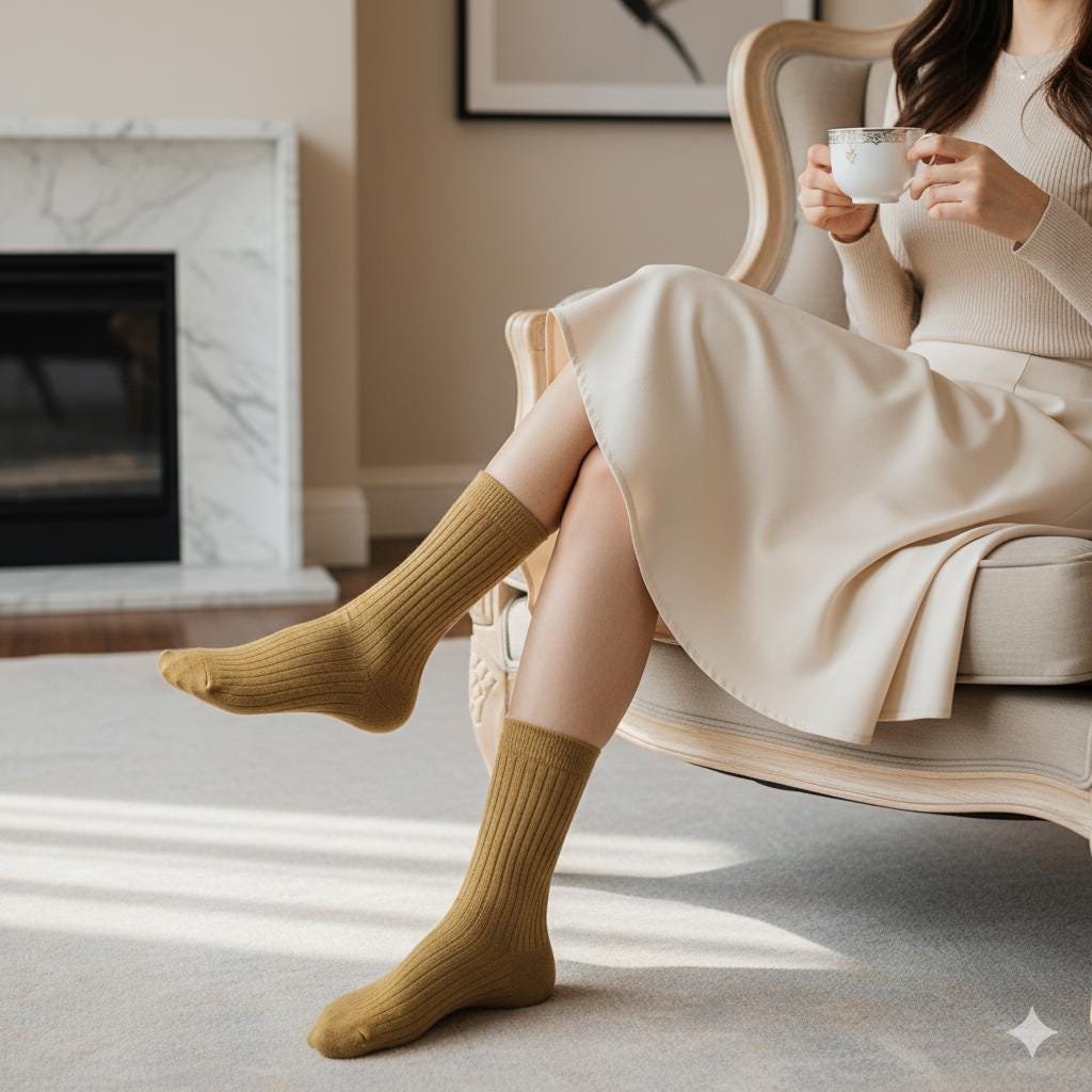 Ribbed Cotton Socks | Mid Calf Solid Color Soft Breathable | Korean Socks | Daily Basic Hosiery Gift for Her