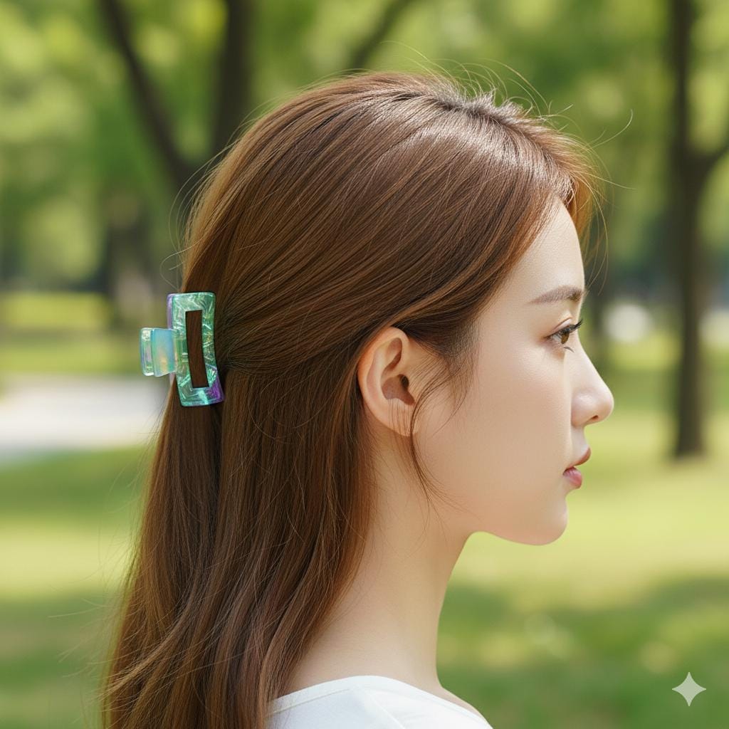 Square Mini Hair Clips / Marble French Hair Pin / Hair Barrette for Woman / Cellulose Acetate Tiny Clip