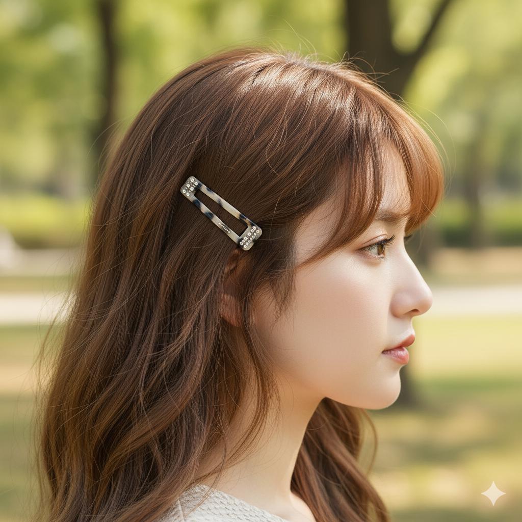 Leopard Cubic Unbalanced Square Bobby Pin (2.0 Inch) / Tortoise Shell French Hair Pin / Hair Accessory for Woman / Bow Barrette
