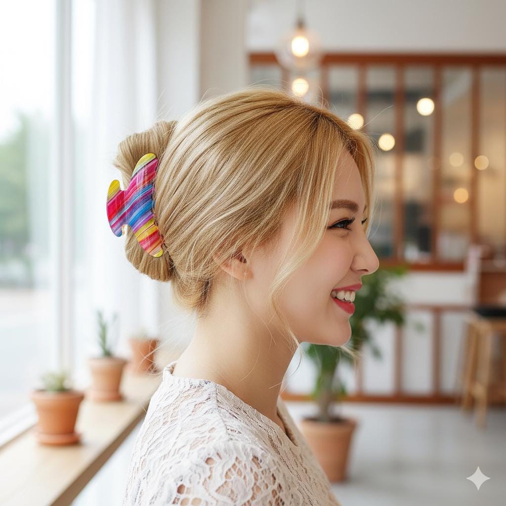 Leopard Aurora Half Moon Hair Clip (3.7 Inch) / Tortoise Shell French Hair Pin / Hair Barrette for Woman / Large Hair Clip