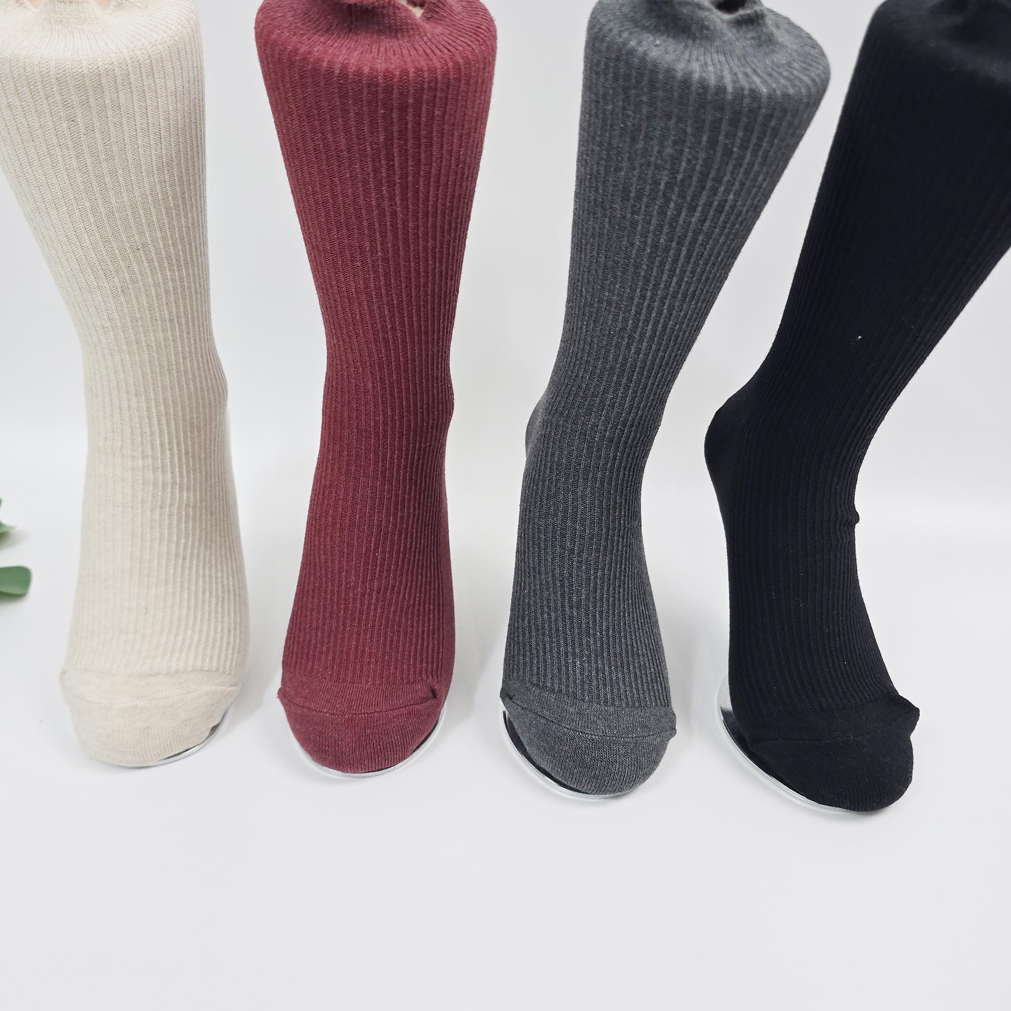 Cotton Crew Socks | Ribbed Solid Trouser Sock | Korean Socks | Minimalist Daily Gift