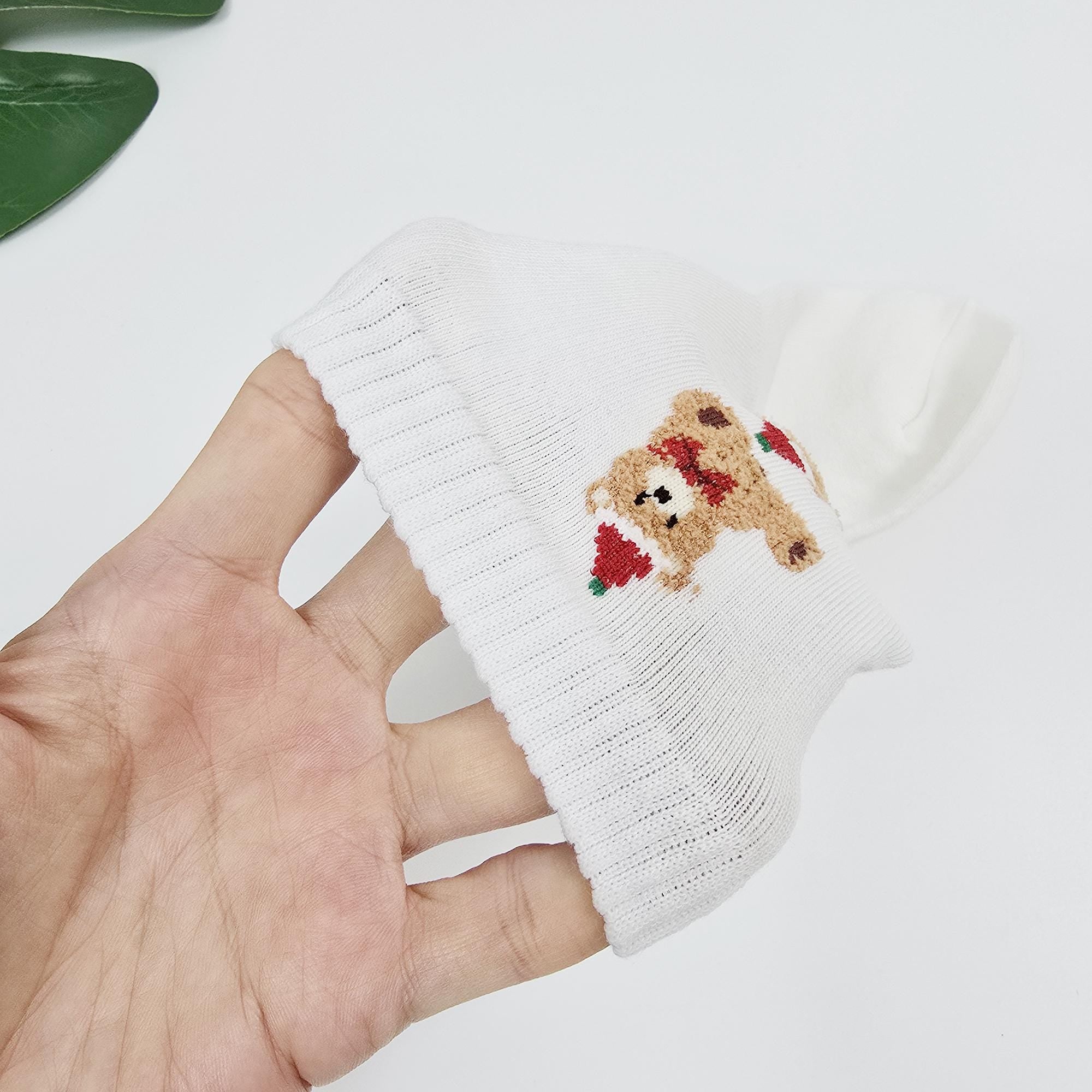 Christmas Socks | Santa Bear Cotton Crew | Korean Socks | Cute Winter Gift