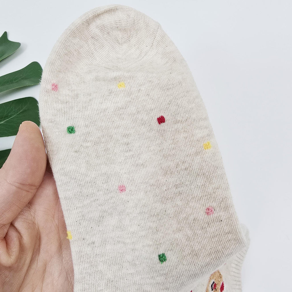 Christmas Socks | Embroidered Santa Bear Crew | Korean Socks | Cute Holiday Gift