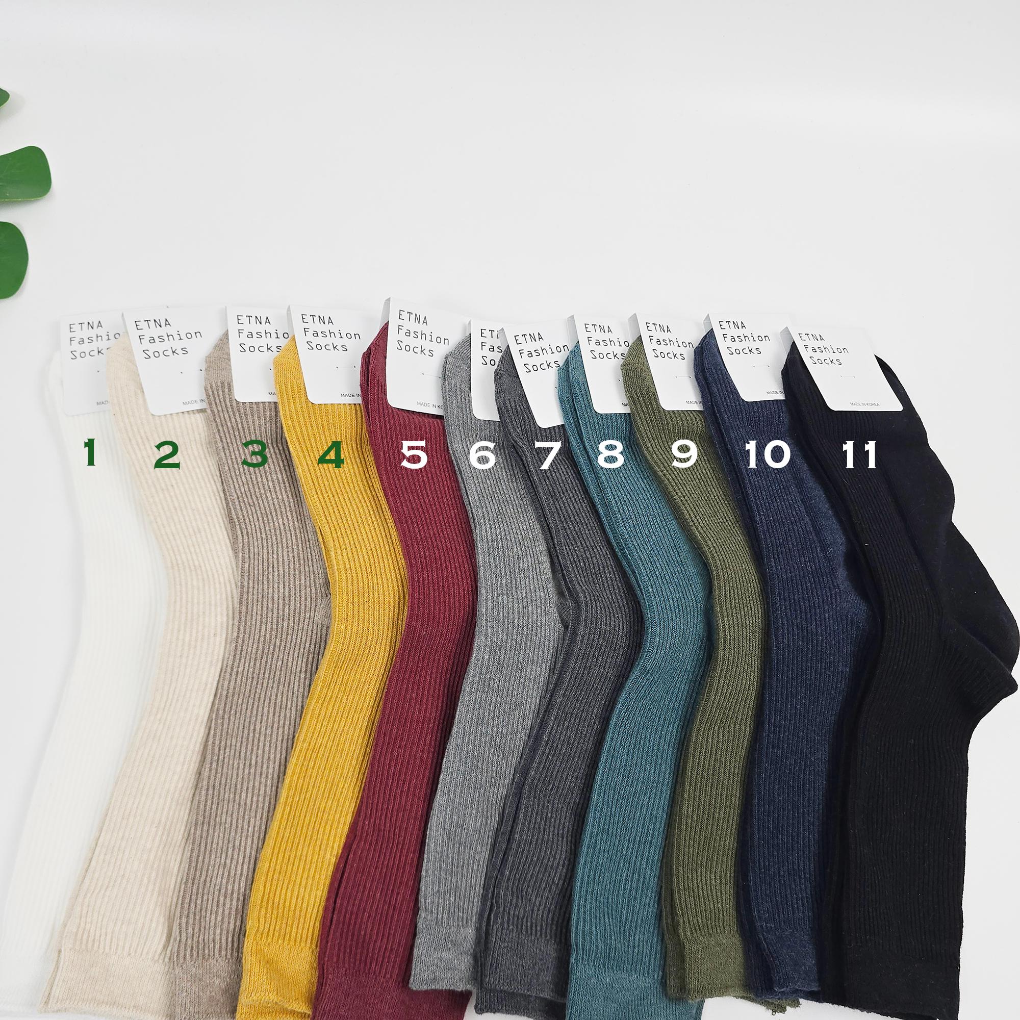 Cotton Crew Socks | Ribbed Solid Trouser Sock | Korean Socks | Minimalist Daily Gift