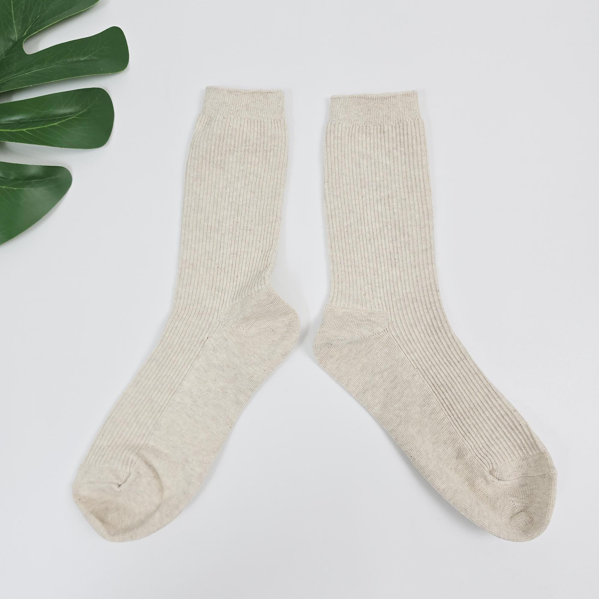 Cotton Crew Socks | Ribbed Solid Trouser Sock | Korean Socks | Minimalist Daily Gift