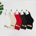 Christmas Socks | Embroidered Santa Bear Crew | Korean Socks | Cute Holiday Gift