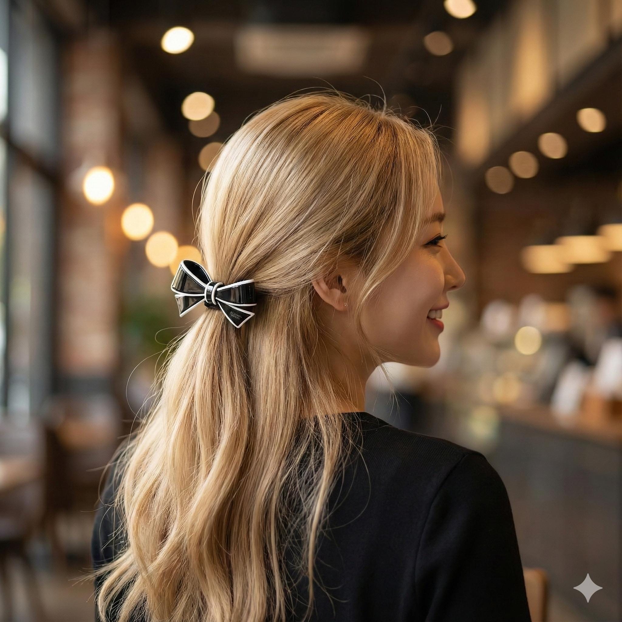 Pastel Color Big Ribbon Thick Ponytail Hair Tie (3.1 Inch) / Simple Cute Ponytail Holder / Hair Accessory for Woman