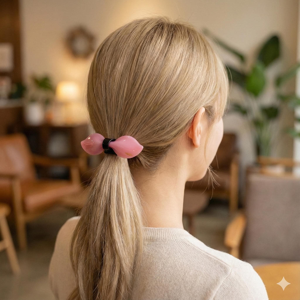 Romance Ribbon Thick Ponytail Hair Tie (3.3 Inch) / Simple Cute Ponytail Holder / Hair Accessory for Woman