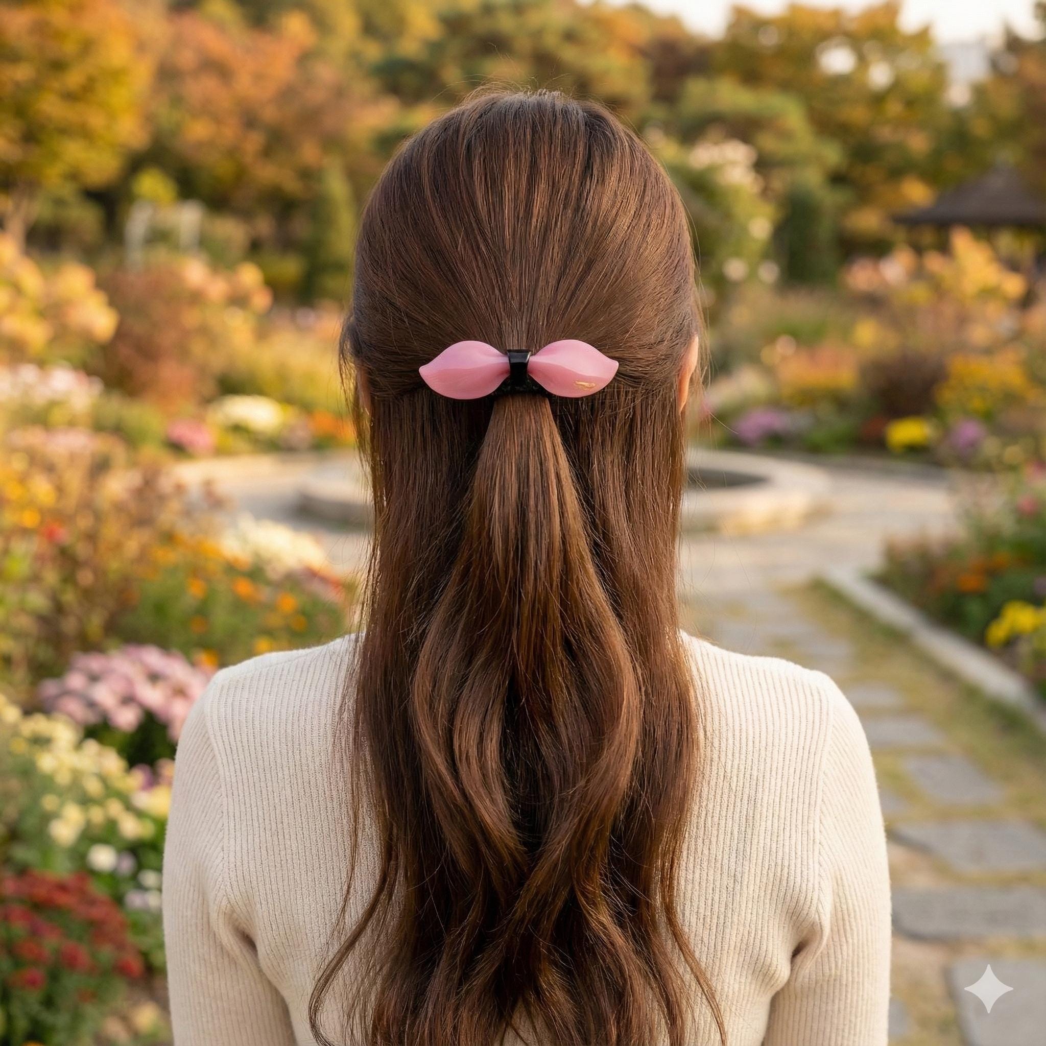 Romance Ribbon Thick Ponytail Hair Tie (3.3 Inch) / Simple Cute Ponytail Holder / Hair Accessory for Woman