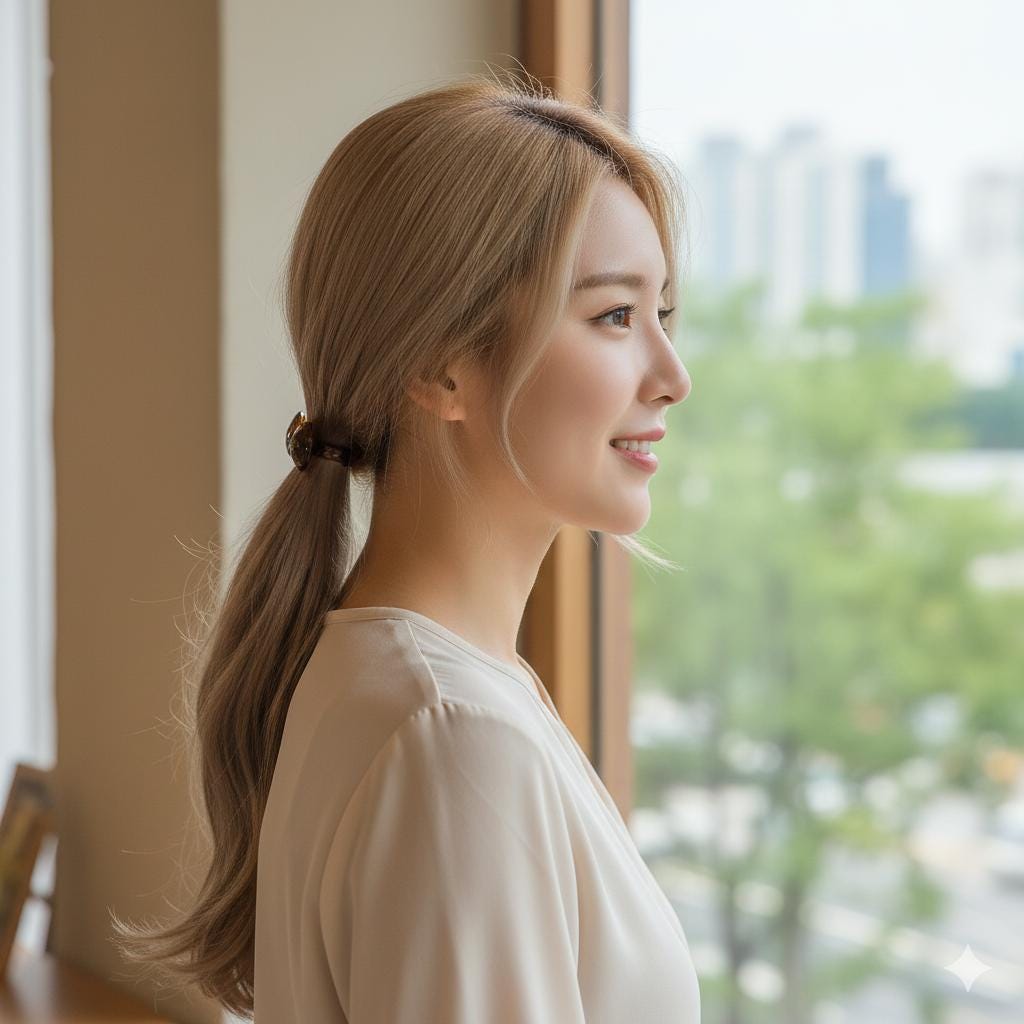 Cutting Bow Ribbon Ponytail Elastic Hair Tie (2.0 Inch) / Simple Cute Ponytail Holder / Hair Accessory for Woman / French Hair Tie